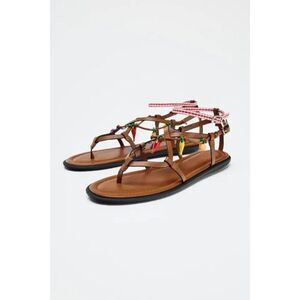 Zara Womens Strappy Sandals EU 41 US 10 Brown Fruit Charms 1607/610 NWT